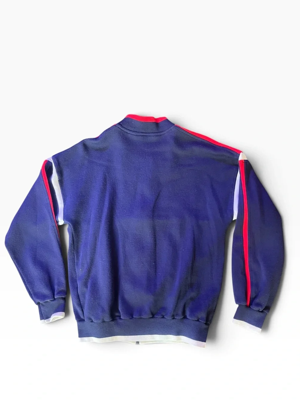 Vintage Dior Men’s Blue Zip-Up Track Jacket with Red and White Trim